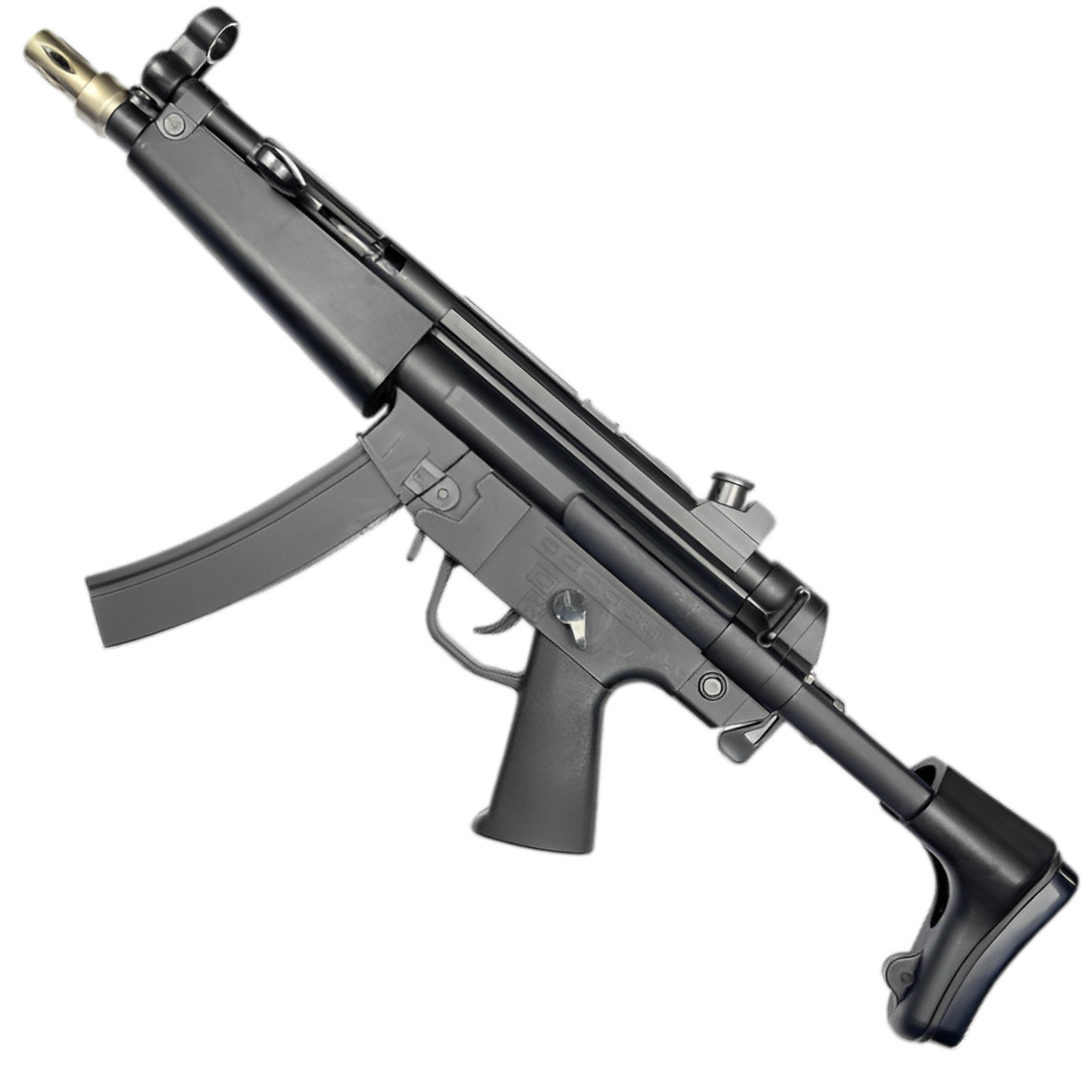 MP5 orby gun in black finish with nylon body, metal gears, and adjustable buttstock for CQB battles