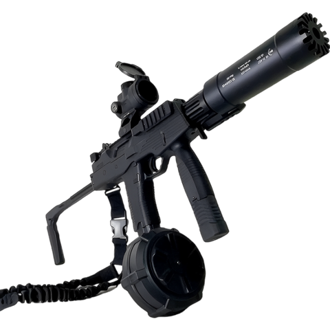 LEHUI MP9 gel blaster featuring full-auto mode, metal gears, and tactical silencer for stealth operations.