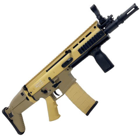 SCAR AK16 gel blaster by DEKAI featuring nylon body, adjustable stock, and rechargeable battery.