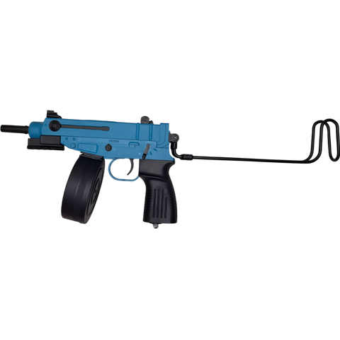 Blue Scorpion VZ-61 gel blaster with realistic nylon and metal build.