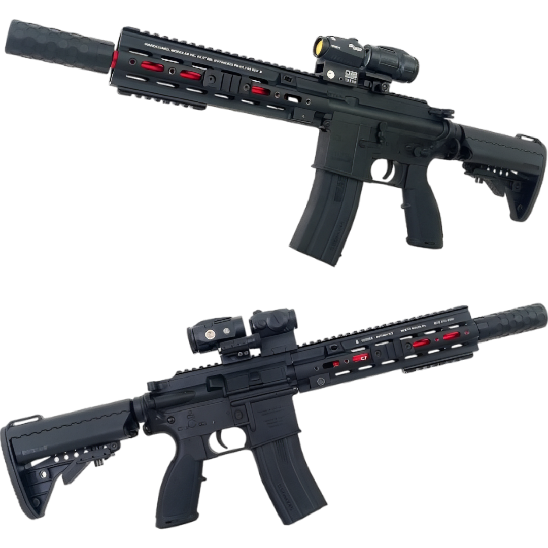 SMR XTL HK416D gel blaster with adjustable stock and high-capacity magazine.