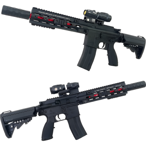 SMR XTL HK416D gel blaster with adjustable stock and high-capacity magazine.